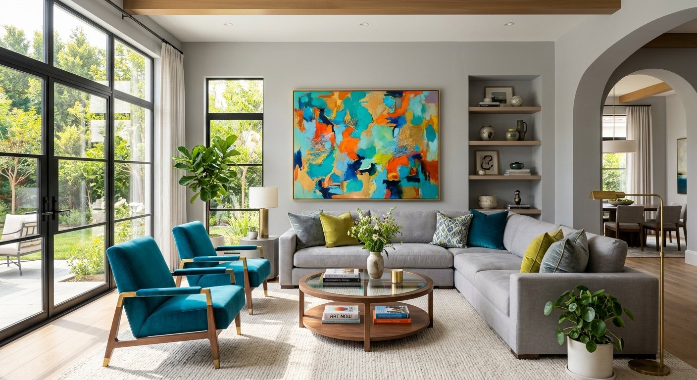Monochromatic Living Lounge — DLF Crest